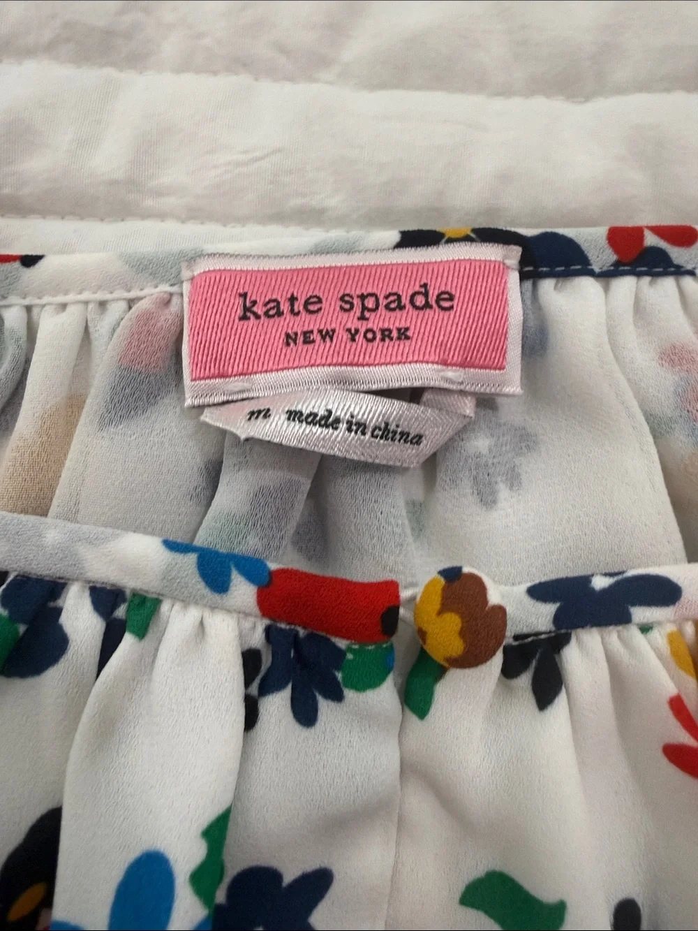 kate spade White Floral Print Blouse with Multicolor Flowers